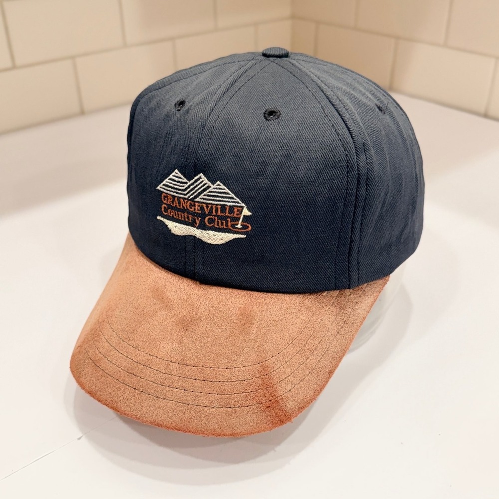 Vintage Towntalk‎ Grangeville Country Club Strapback Hat Cap Made In USA Suede